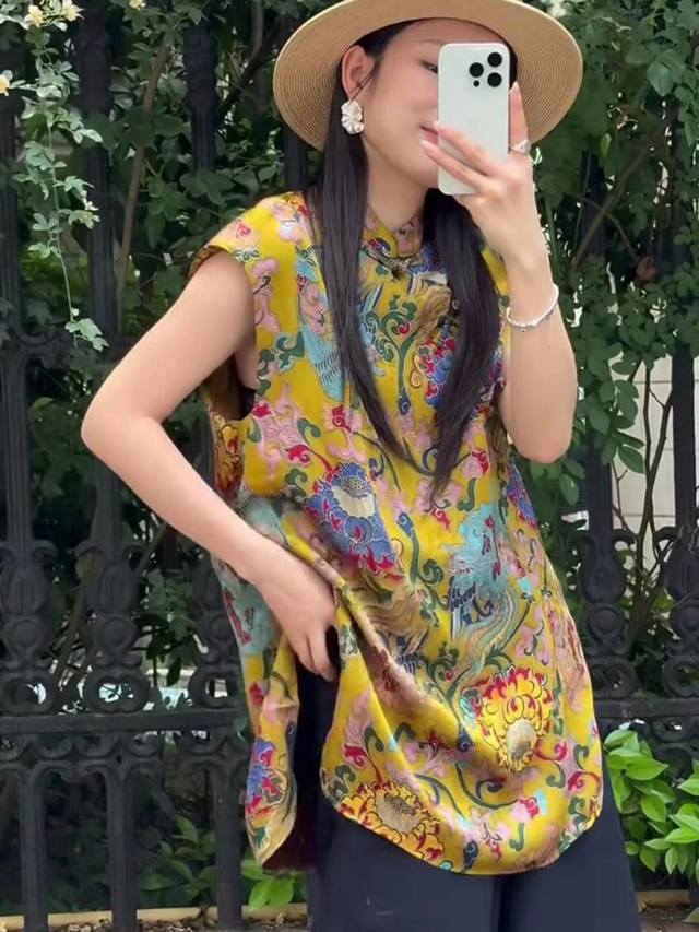 连衣裙 爆款推荐 重磅人丝100%香云纱无袖圆领宽松马甲上衣裙 裙摆自然垂坠 显瘦开叉 优化身材比例 面料亲肤透气 细腻顺滑 Smlxl