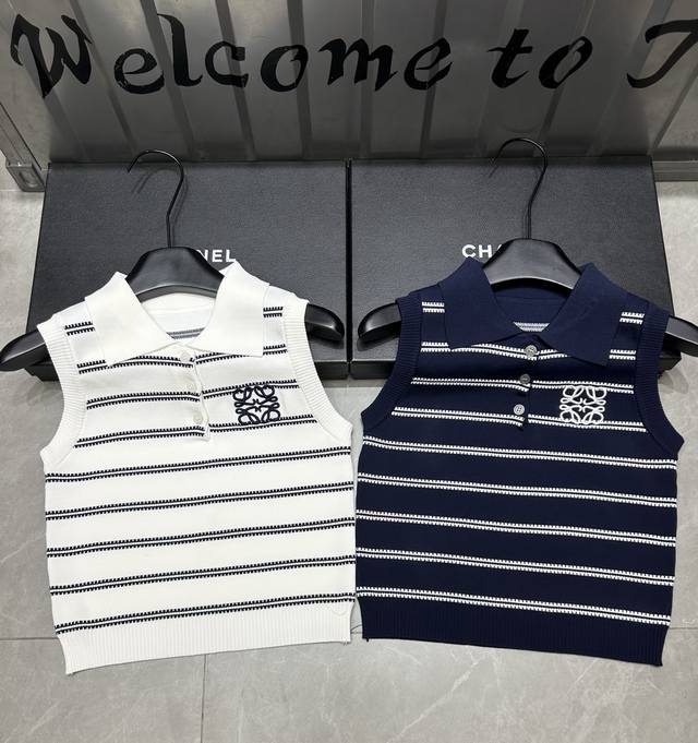 新品上线 款号:28929#拿货 #罗意条纹翻领背心实拍图