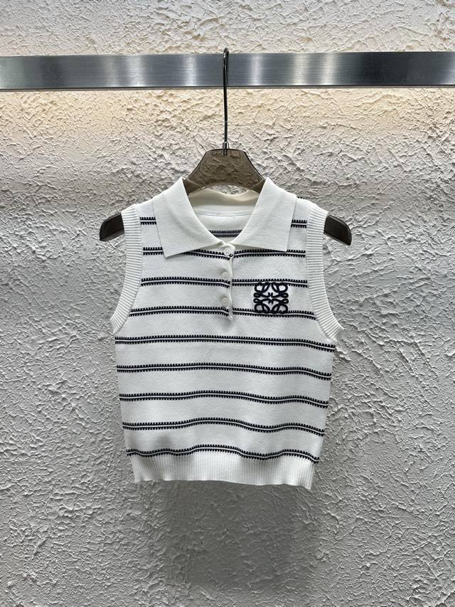 上新 款号:82648 loew 25夏季新款条纹刺绣Logo针织背心