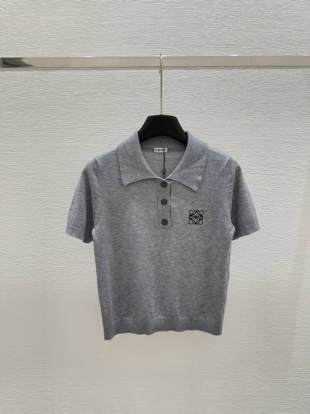 Lo家 早春新款 翻领针织短袖 颜色 灰色 尺码 36.38.40