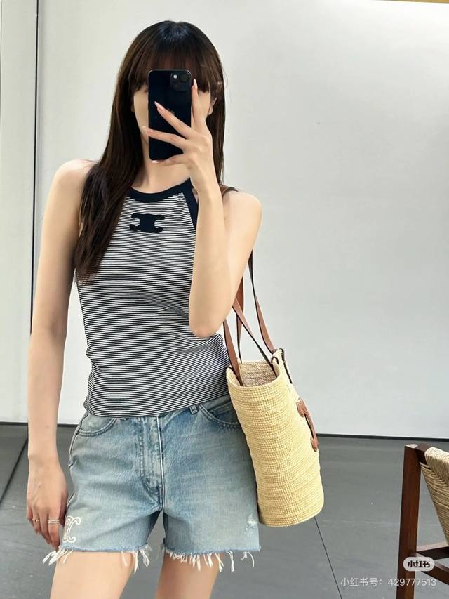 25Ss海军蓝条纹平纹针织背心 棉质背心 有弹性 舒适感好 sml