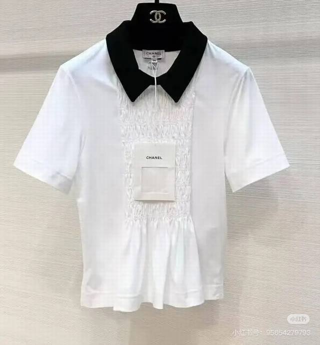 25 新品 特种绣重工打揽撞色娃娃领短袖T恤 sml