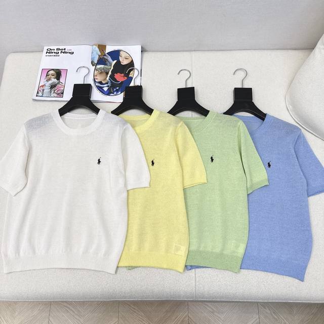 独家款 Rl 25Ss 春夏最新款圆领针织衫日常必备款 永不过时的时尚元素 Logo刺绣精致大牌 休闲也高级 针织的品质感T恤是望尘莫及的 搭配牛仔裤约会逛街都