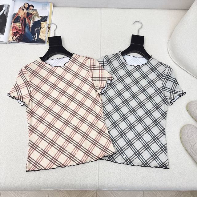 V独家款 Bur 25Ss 春夏最新款Vintage中古款短袖格纹T 这件一定要入太洋气了 经典格纹配色 优雅高级气质完美拿 永久不过时的时尚单品 两色现货发售