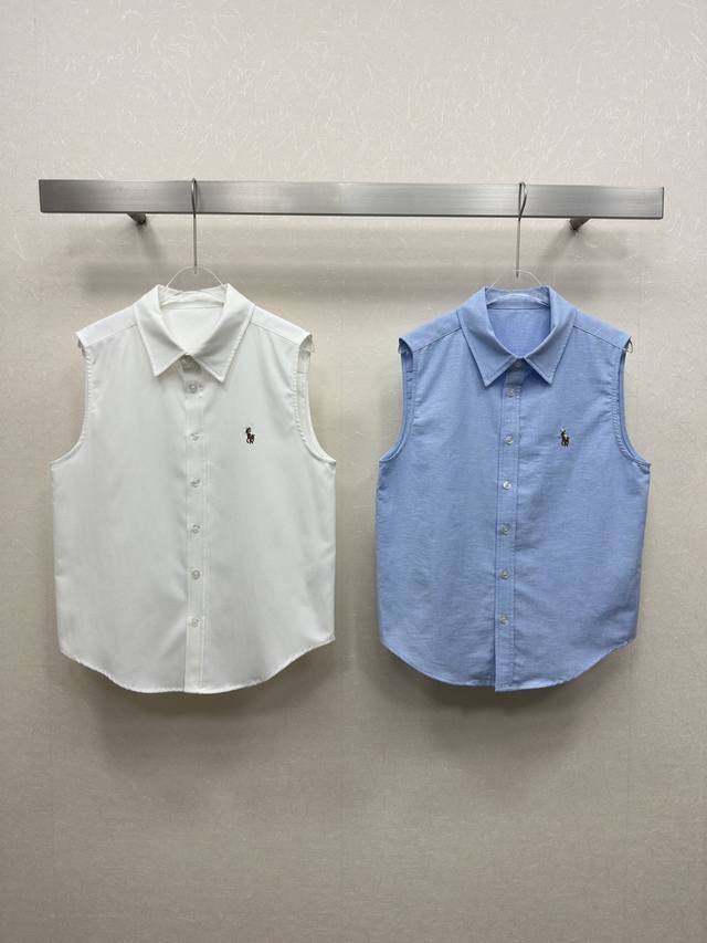 polo*25Ss 春夏新品系列 背心衬衣 翻领设计 胸前刺绣Logo 版型设计百搭不挑人 休闲气质又不失少女感 进口纯棉面料质感超赞 两色Sml.