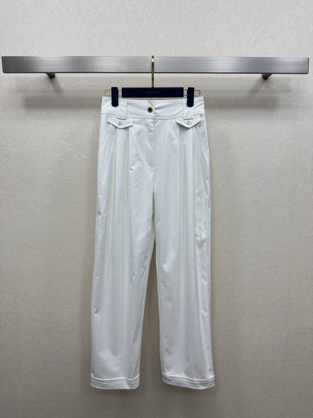25Ss Lv 春夏新款 高腰压褶烟管裤 慵懒休闲推荐 休闲风 可搭配同款上衣 时尚减龄好搭配 巨显大长腿 一色Sml