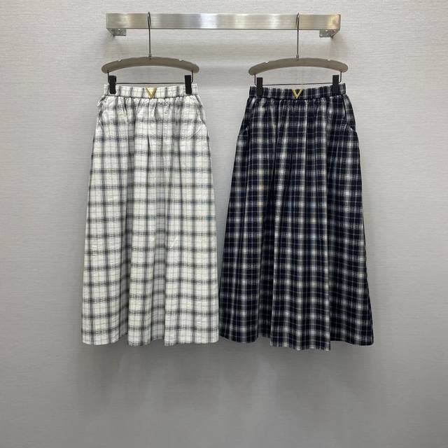 va*25Ss 气质高腰金属扣点缀长款格子半裙 高级面料 颜色:图片2色 面料 精纺格子棉面料 Smlxl