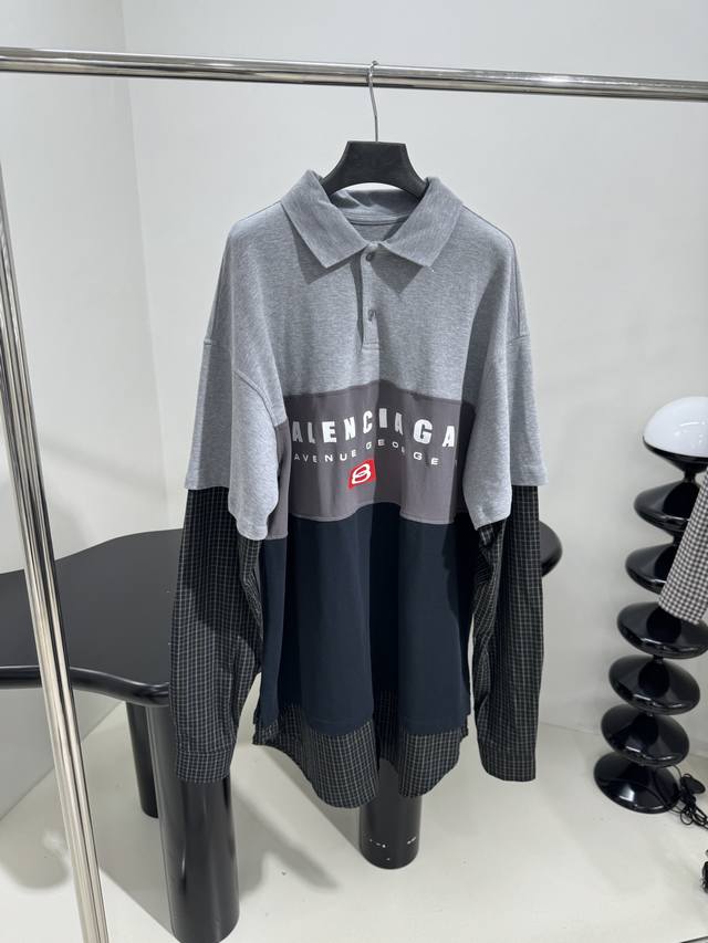 新品Baggy珠地棉拼接衬衫polo T恤 定制定染珠地棉面料和色织条纹棉制作 两种面料拼接设计 两件套视觉 经典polo领口设计 色织衬衫袖口下摆 胸口饰有B
