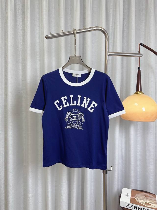 celi**新款印花徽标Logot-Shirt 定制纯棉面料 质感好 柔软舒适 采用印花徽标Logo点缀 清新百搭 女生必备单品 最高品质 欢迎对比 白色 藏青