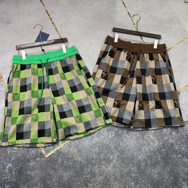 纯原25Ss最新情侣款Lv格纹短裤 原版定制面料 上身舒服 透气 两色现货出S~Xl码