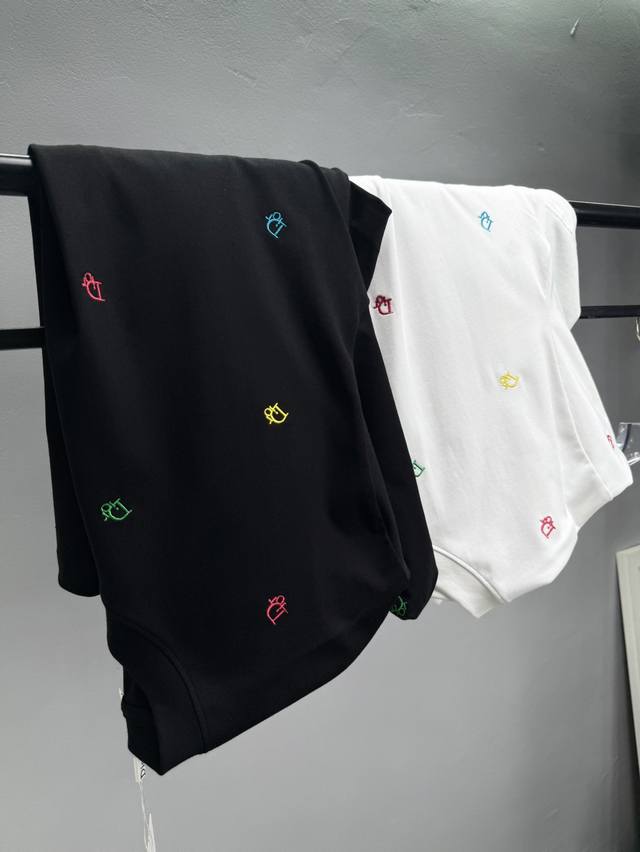 dior 25Ss夏季新品T恤 前后幅五彩小 Logo绣花款 定制32支双纱面料 颜色 黑色 白色 码数 S-Xl