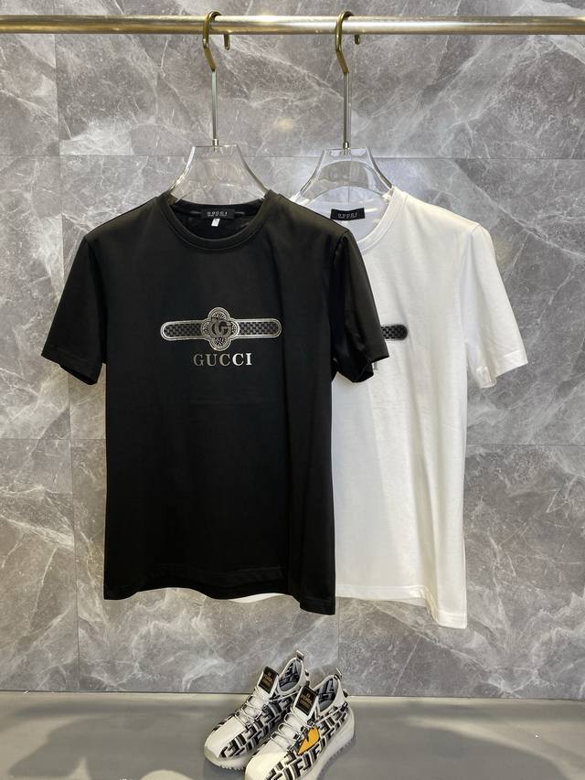 Gucci古奇 2025Ss春夏高品质丝光棉短袖T恤 M-6Xl可穿至230斤 顶级原单品质 当下最新工艺要求 顶级订单要求车线做工 超级好搭配 顶级定制 搭配