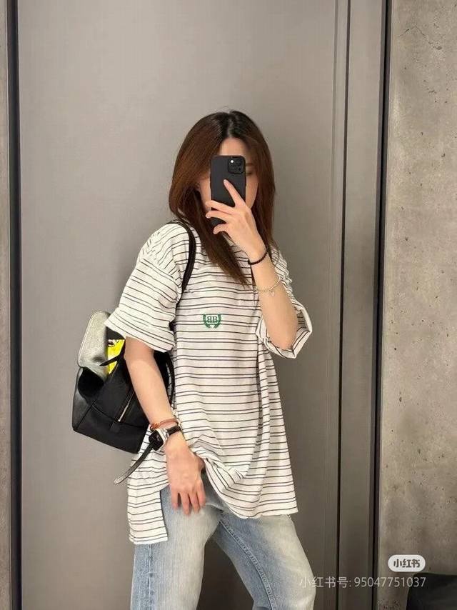blcg巴黎最新双B麦穗刺绣条纹polo短袖 原版开模 棉质珠地面料 胸部饰以艺术作品刺绣 平翻领 刻字门襟纽扣 翻边短袖 全套辅料配备 # 纯棉质珠地材质 1