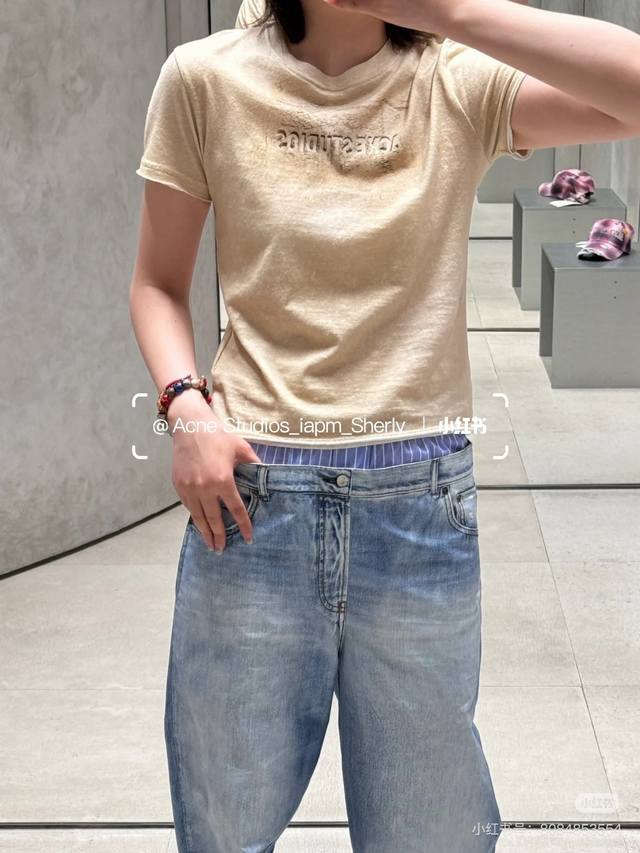 25New Midsummer系列 做旧水洗小版型短袖T恤 辣妹时髦精必入 独家定制Yb进口100%棉材质 复古辣妹风穿搭Yyds 假两件设计撞色调色盘百搭单品