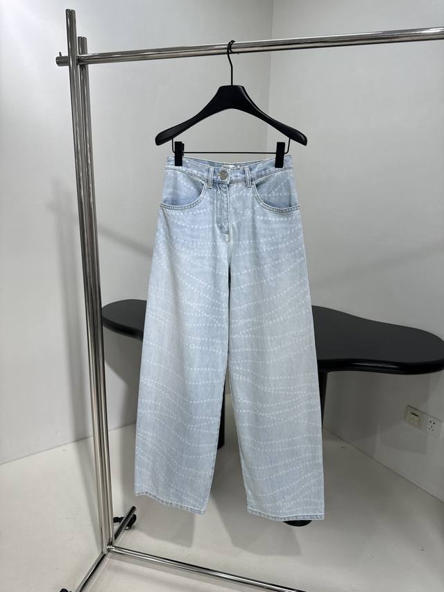 小香25早春新品阔腿丹宁牛仔裤 激光链条标识 复古洗水工艺 拖地长款 直筒 慵懒有度 白蓝 浅蓝 深蓝 36 38 40