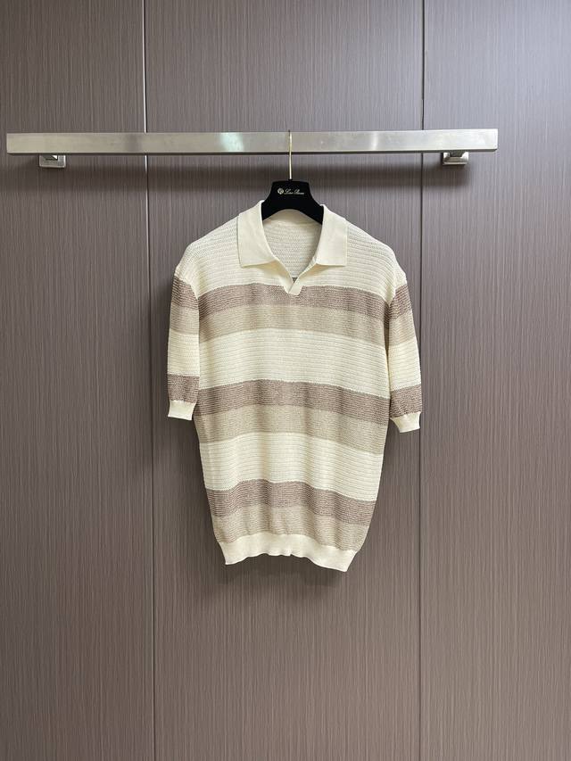 zegna 2025Ss早春时装款男士短袖条纹针织polo衫 非常明星级的一款单品 颜值度极高 即大气又有内涵 细节感满满 充分体现了品牌低调且奢华的风格 整体