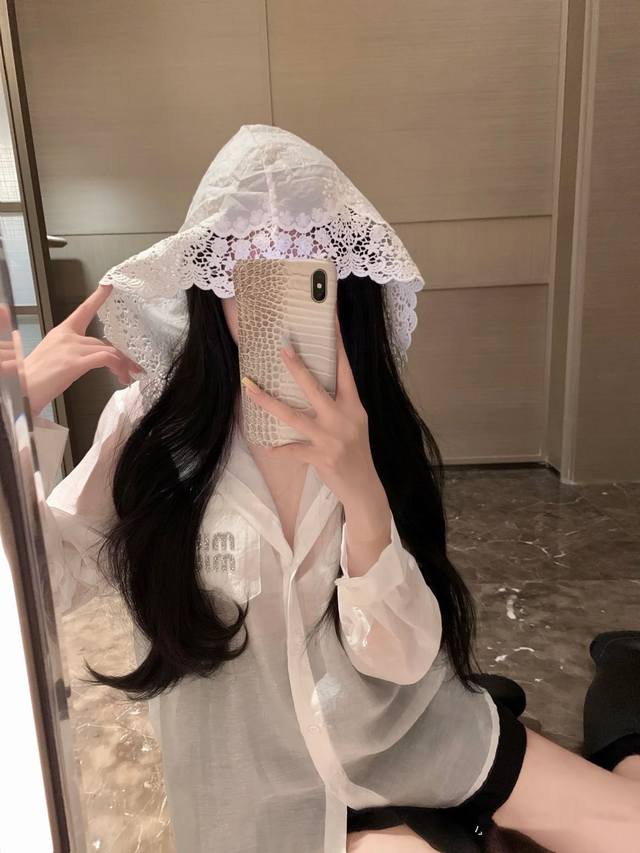 高品质重磅全包边来去缝工艺 定制贴砖 轻奢高级感 天丝棉麻蕾丝连帽超薄款 长袖宽松开衫上衣防晒衣 面料 天丝拼接棉 四码Smlxl