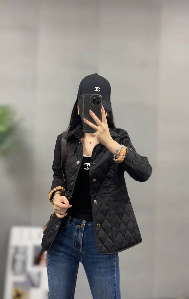 B家24冬新品B家女单排扣修身菱格保暖显瘦长袖轻薄棉衣 码数 Smlxlxxl