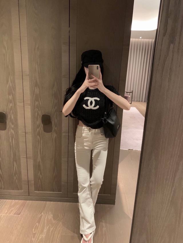chane* 细闪针织上衣 植绒经典Logo 简约百搭 细闪面料 简约不单调