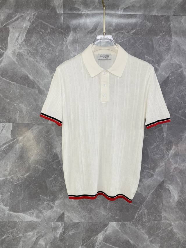 thom Browne 汤姆布朗 四杠针织polo衫 升级 灵感源自八十年代复古 原版面料 官方同款 polo衫 定制 网纱毛衣针织面料 手感非常舒服 春夏最新