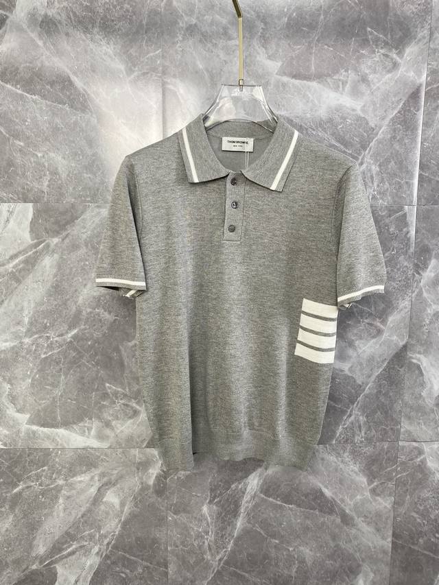 thom Browne 汤姆布朗 四杠针织polo衫 升级 灵感源自八十年代复古 原版面料 官方同款 polo衫 定制 网纱毛衣针织面料 手感非常舒服 春夏最新