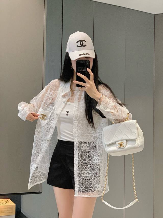 chane* 镂空蕾丝衬衣 定制提花水溶蕾丝镂空衬衣 显瘦纯欲风衬衫 换季必备
