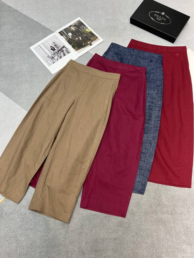 高品质2025夏季新款Celin*亚麻天丝裤子 简单大方 上身效果非常好看 四色二码Sm