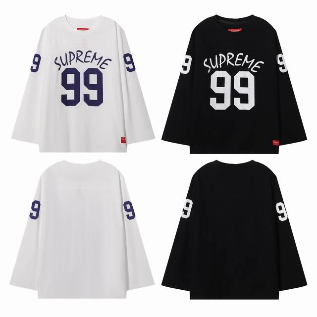 顶级版本 纯原臻品 原版复刻Supreme 李知恩同款 Ss25 Week1 99L S Football To 号球衣长袖 字母数字印花 红标撞色拼接罗纹圆领