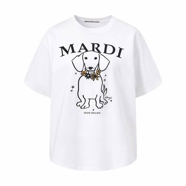 纯原代购版本 真代购同源 支持扫码验证 Mardi金高银同款韩国原单货Mardi Mercredi玛尔蒂 25Ss官网新品 四色 彩色花环小狗可爱半蹲狗狗素描手
