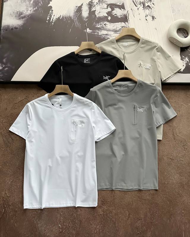 上新 刺绣Logo Arc‘Teryx 始祖鸟男士户外运冰丝短袖 冰丝速干款 无缝压胶 面料80的锦纶 20的氨纶 高端定制耗时20天定制及调色，冰感质地 ，轻