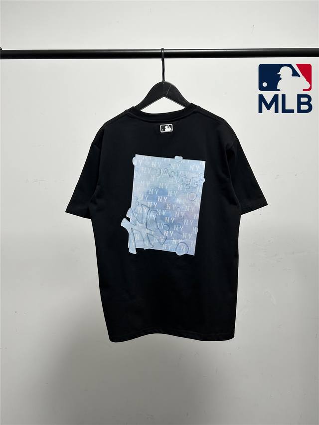高品质！Mlb柜子新款雨点方框老花短袖T恤！三标齐全，三联吊卡，原厂包装！通肩压条保证舒适性！高端品质2025Mlb Ny 雨点方框老花款 情侣圆领短袖高端品质