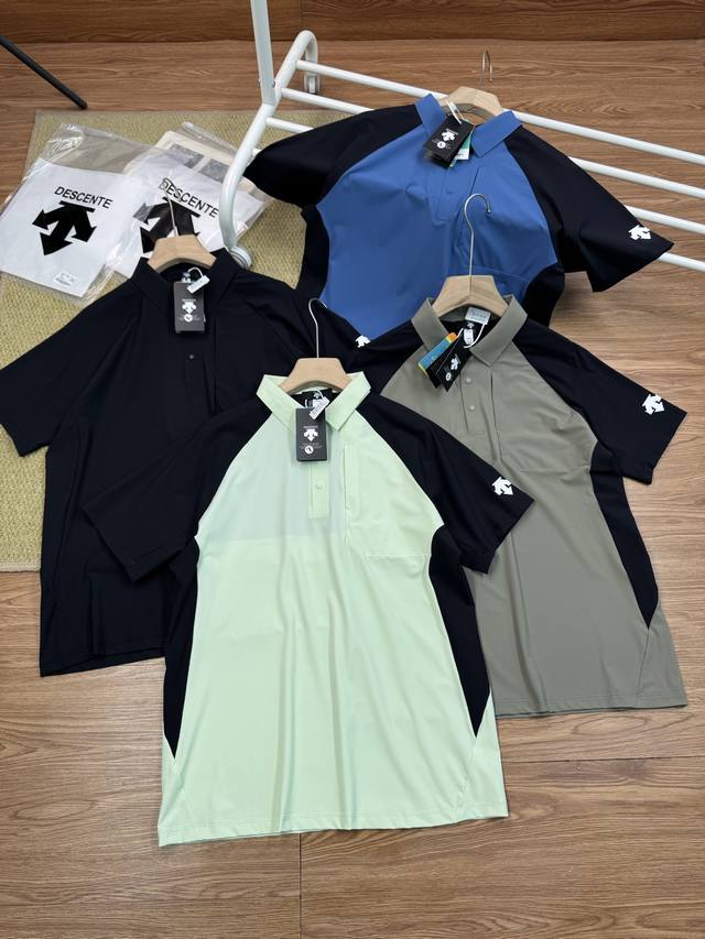 Descente 迪桑特25夏季新款！男士鼎尖冰丝凉感运动跑步健身短袖Polo衫！掌柜力荐！观网门店同步！客供面料！高弹透气！触感冰凉！出汗不粘身！抗皱吸湿排汗