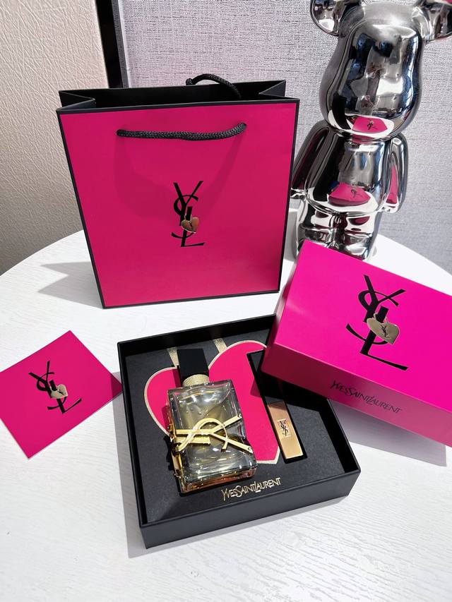 Ysl圣罗兰自由明星彩妆两件套 原单品质 原版细节 内含：自由之香香水50Ml，小金条口红1966# 配手提袋 官方告白卡一张
