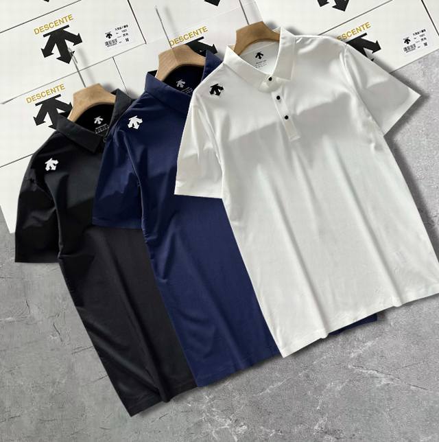 上新 高品质盒装 专柜同款Descente 迪桑特四色Training系列综训训练运动健身科技新棉无缝速干面料舒适休闲短袖Polo衫 独家配色独家面料 断货王