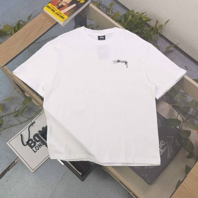 上新 款号：Bm113 高版本 2025新款Stussy斯图西百分百字母图案Logo印花休闲情侣宽松短袖T恤，经典永远不会过时、人手必备款，260G纯棉精梳棉不
