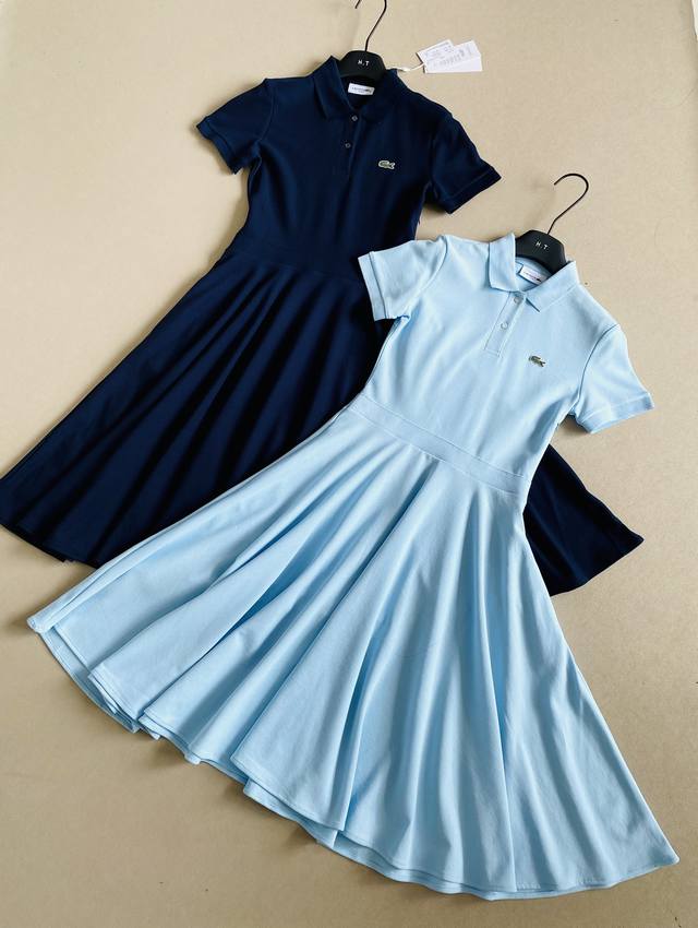 上新 Lacoste法国鳄鱼女装夏季新款法式优雅Polo短袖连衣裙女 Ef1682 清新夏日连衣裙 法式优雅+运动风：Polo领设计经典知性，搭配修身剪裁和罗纹