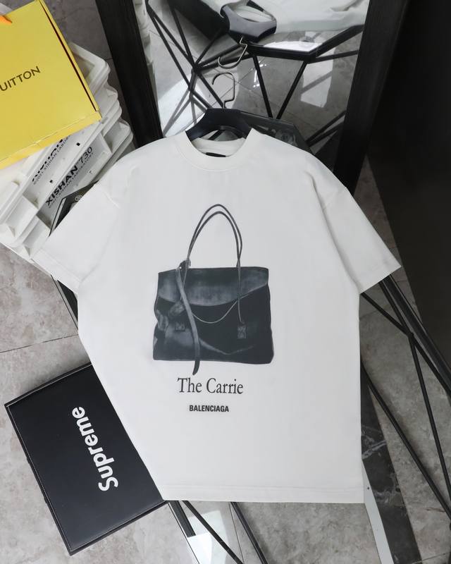 顶级版本 巴黎世家25Ss手提包直喷印花短袖# Balenciaga巴黎世家 面料采用260G巴黎专用双纱*高克重1比1双纱罗纹 前后幅采用进口康丽直喷机直喷白