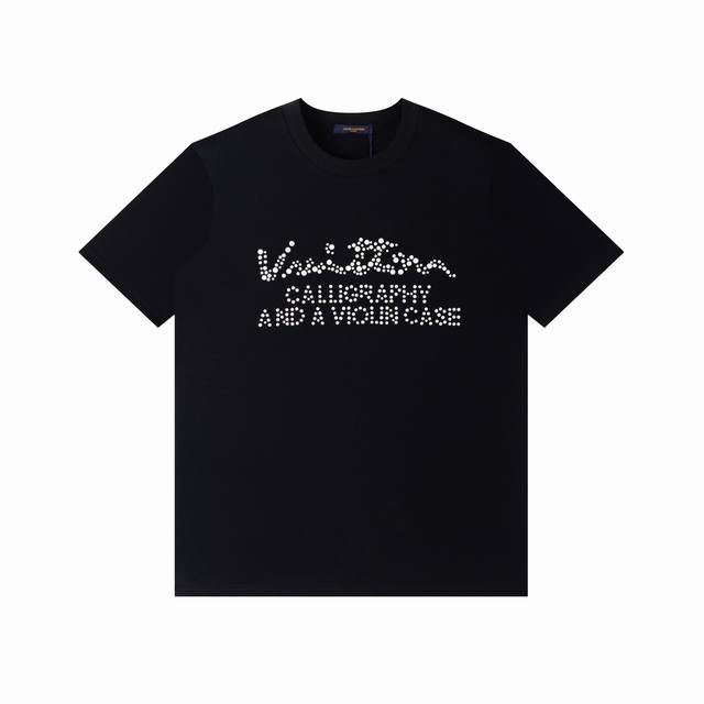 Louis Vuitton*路易威登 Lv高定珠珍Logo短袖T恤 定制260克32支全棉双纱紧密爽滑面料 布面干净 布纹清晰 手感非常细腻扎实 更加力挺 舒适
