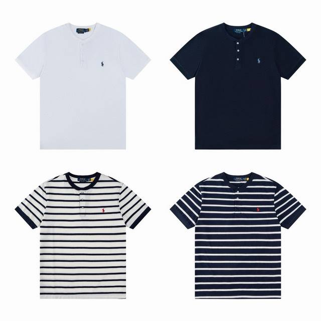 细节图# Ralph Lauren拉夫劳伦亨利领四色 立领开胸短袖T恤衫 面料 %珠地棉，胸口进口刺绣Logo 定制螺纹领，经典刺绣，最高版本，商务休闲日常全部