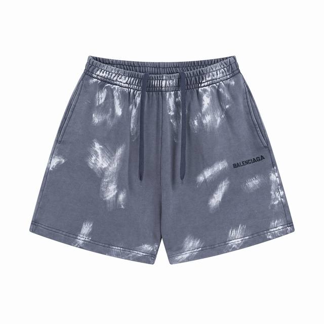 Balenciaga 巴黎世家2025 Ss 新款前面字母Logo刺绣洗水做旧手绘涂鸦短裤 本市场No.1的质量 真正天花板品质 成衣做件染 再做炒雪花工艺做旧