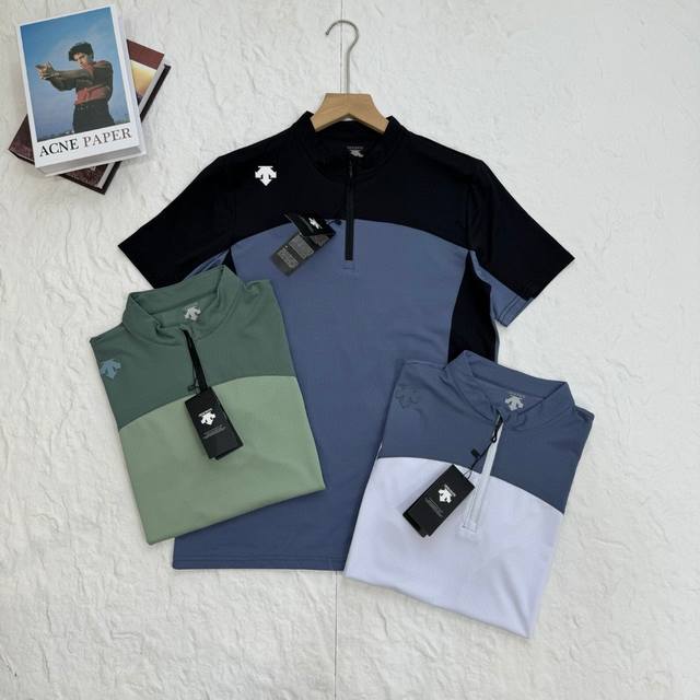Descente 迪桑特25夏季新款！男士鼎尖冰丝凉感运动跑步健身短袖Polo衫！掌柜力荐！观网门店同步！客供面料！高弹透气！触感冰凉！出汗不粘身！抗皱吸湿排汗