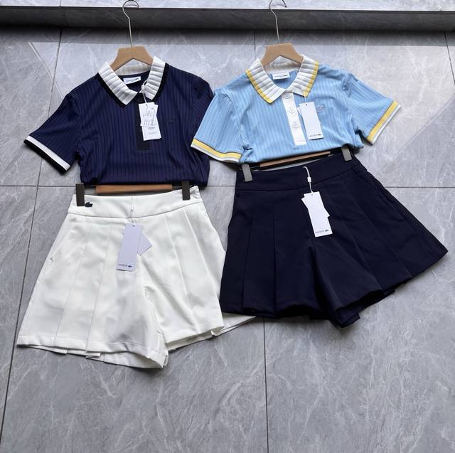 Lacoste法国鳄鱼女装25春夏新款坑条设计时尚撞色修身短袖Polo衫 Df7281 法式老钱的代表，懒Chil的运动休闲风百搭还舒适，春夏季节试穿了新品的针