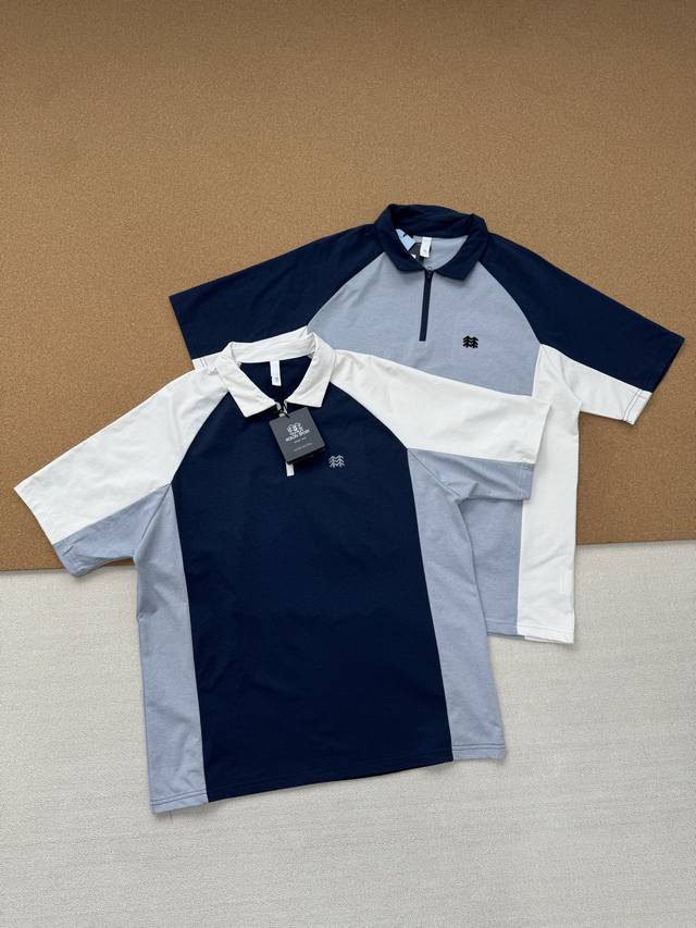可隆 Kolon 25Ss夏季新品拼接撞色休闲Polo衫短袖T恤 男女款 颜色：黑色拼接 灰色拼接 尺码：M-3Xl 如今热销的顶级流量款！高品质客订面料，面料