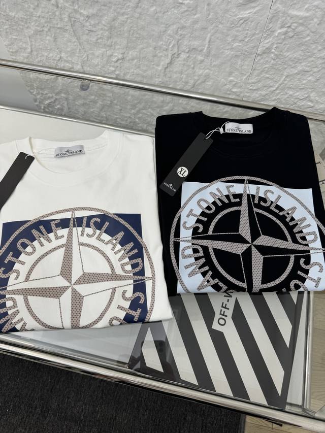 Stone Island 石头岛 25Ss胸前罗盘十字徽标印花情侣短袖T恤 小红书热门爆款，明星网红同款穿搭，男女日常通勤穿搭必备单品！ 高品质260克高克重双