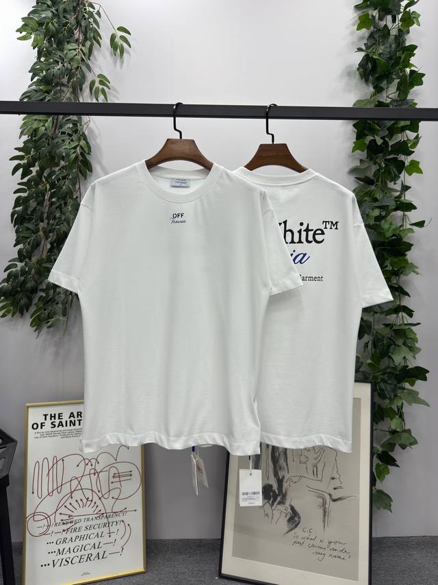Ss春夏新款 品牌：Off-White Logo字母款短袖T恤！ 颜色：白色 尺码：S-M-L-Xl 男女同款 面料：采用定制260克32织纯棉双纱面料，坯布两