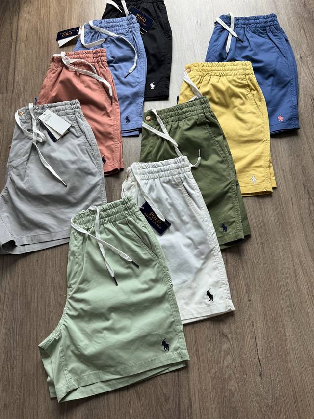拉夫Polo Ralph Lauren 纯色刺绣Logo松紧腰抽绳棉质休闲短裤 尺码 S M L Xl 腰围 34 36 38 40 臀围 58 60 62 6