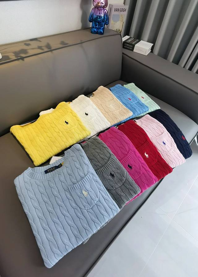 10色齐发！Ralph Lauren拉夫劳伦新款圆领胸前小口袋刺绣短袖打底针织毛衣 ，专注品质 随意对比 不下架常青款老板们放心大卖 尺码：S M L Xl 颜