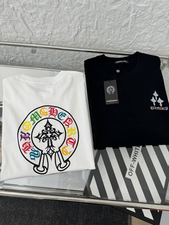 Chrome Hearts 克罗心 新款后背彩色印花男女情侣圆领短袖T恤 小红书热门爆款，明星网红同款穿搭，男女日常通勤穿搭必备单品！ 高品质260克高克重双纱