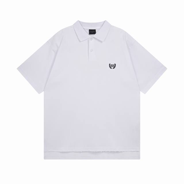 Balenciaga 巴黎世家2025 Ss 新款成衣做旧磨烂简约胸前麦穗刺绣Polo衫短袖 本市场No.1的质量 真正天花板品质 全部原版开发注意细节图 避免