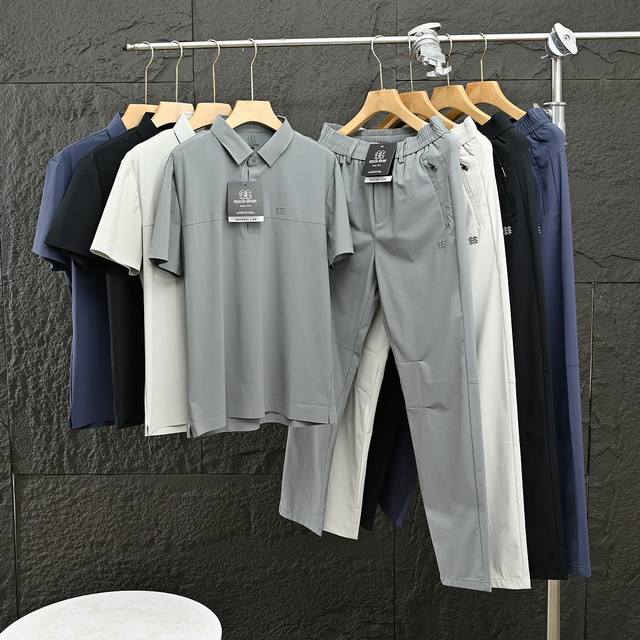 Kolon Sport 可隆冰丝速干短袖套装弹力十足， 会呼吸有运动感休闲套装！凉爽不贴肉，质感无敌夏季薄款速干冰丝弹力健身跑步休闲运动套装看的见的性价比！打造